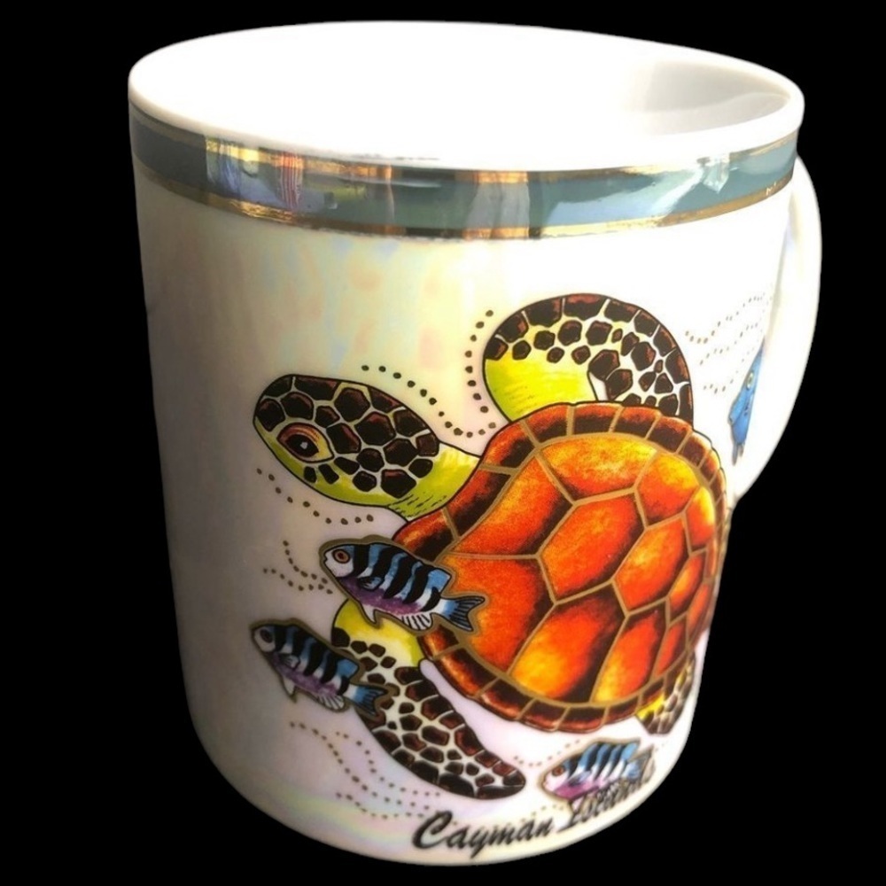 Beautiful Cayman Islands Souvenir Mug Sea Turtle Tropical Fish in EUC - Picture 7 of 9